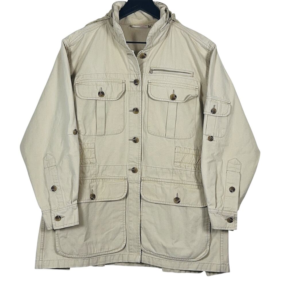 Cabela’s Utility Safari Jacket Women’s Small Beige 100% Cotton Button Front